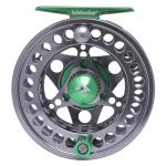 Kylebooker Fly Fishing Reel Large Arbor CNC-machined Aluminum Alloy Body Fly Reel（Silver with Green,5/6wt）