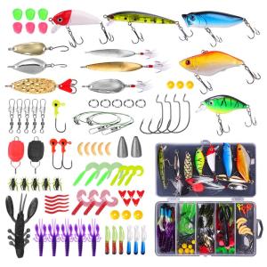 Fishing Lures Set Fish Lure kit for Bass Trout Salmon Freshwater Fish Tackle kit Including Fishing Tools,crankbaits topwater Lures, Soft Lures, Jigs,More Fishing Gear Set and Equipment (87pcs)