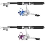Tripquips Fishing Pole Combo, 6.9ft 2Pcs Telescopic Rods Set, Collapsible Fishing Rods, 2PCS Spinning Reel Set with Carrier Bag Freshwater Fishing Rod and Reel Combos Kits(Blue and Purple)