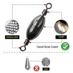 AMYSPORTS Saltwater Fishing Weights Swivel Bullet Sinkers Fishing Weight Brass Fishing Weights Freshwater Bass Sinker Weight with Swivel Rolling 15pcs 1/8oz