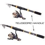 Sougayilang Fishing Rod Reel Combos Carbon Fiber Telescopic Fishing Pole with Spinning Reel for Travel Saltwater Freshwater Fishing-1.8M