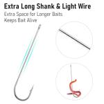 Dr.Fish 100 Pack Aberdeen Hooks Freshwater Fishing Hooks, Extra Long Shank Light Wire, Crappie/Bass/Bream/Bluegill/Panfish Fishing #2