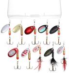 10Pcs Rooster Tail Fishing Lures, Rooster Tail Lures for Trout Bass & Salmon, Spinner Blades with Premium Hooks, Freshwater Streams & Rivers Fishing Gear