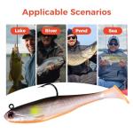Autumnswan 6Pcs Easy Catch Pre-Rigged Soft Lures,Baits for Bass Fishing - Jig Heads Soft Plastic Walleye Lures,Paddle Tail Swimbaits for Bass, Fishing Bait for Saltwater & Freshwater（Colorful）