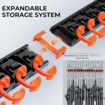 KastKing V10 Pivot Grip Fishing Rod Holder–Adjustable, Space-Saving Wall-Mounted Rod Holder, 10 Polymer-Coated Steel Hooks, Expandable Storage System, Holds 10 Rod & Reel Combos, 1 Pack