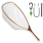 SF Fly Fishing Landing Soft Rubber Mesh Trout Catch and Release Net with Green Magnetic Net Release Combo Kit (Clear A Combo Small Holes)