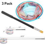 Goaste 3 Pack Kids Fishing Net, Telescopic Lightweight Landing Net, Bug Insect Catching Net with Stainless Steel Pole Handle for Kids Outdoor Playing, Extendable from 26 inch to 67.5 inch