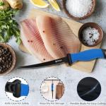 Queego Fillet Knife, 7 Inches Professional Filet Knife for Fish, German G4116 Stainless Steel Blade Fishing Knifes with Two Stage Knife Sharpener,Non-Slip Handles, Protective Nylon Sheath
