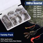 120-Piece Soft Bait Fishing Hook Assortment