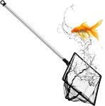 Grepol-V Fish Net for Fish Tank, Fine Mesh Aquarium Net with 9-24 Inch Stainless Steel Long Handle, Extendable Fishing Tank Net for Fish Shrimp Tank, Pond, Creek (4 inch)