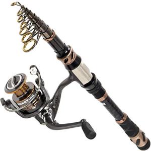 PLUSINNO Fishing Rod and Reel Combos - Carbon Fiber Telescopic Fishing Pole - Spinning Reel 12 +1 Shielded Bearings Stainless Steel BB，Travel Saltwater Freshwater Full Kit 6.89FT