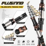 PLUSINNO Fishing Rod and Reel Combos - Carbon Fiber Telescopic Fishing Pole - Spinning Reel 12 +1 Shielded Bearings Stainless Steel BB，Travel Saltwater Freshwater Full Kit 6.89FT