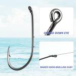 Dr.Fish 100 Pack Baitholder Fishing Hooks Walleye Rig Live Bait Hook High Carbon Steel Black Nickel Down-Turned Eye Surf Fishing Bass Crawler Harness #10