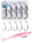 SHUNWEI 25 Pcs/Box Weighted Swimbait Hooks, Weighted Fishing Hooks Saltwater Worm Weedless for Bass Fishing Mixed 5 Size 1/0 2/0 3/0 4/0 5/0