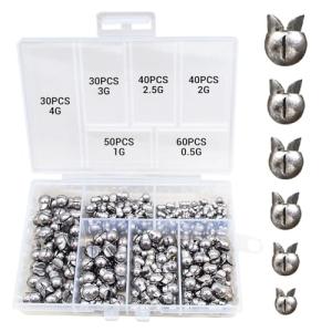 250Pcs Split Shot Fishing Weights Sinkers, 6 Sizes Removable Round Assortment Open Mouth Fly Fishing Weight Clip on Sinker Weight Freshwater Saltwater Fishing Accessories