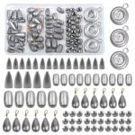 Fishing Weight Sinkers Kit, 81pcs Assorted Drop Bass Sinkers Split Shot Sinkers Coin Weights Saltwater Casting Fishing Sinkers Set with Tackle Box