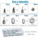 Fishing Weight Sinkers Kit, 81pcs Assorted Drop Bass Sinkers Split Shot Sinkers Coin Weights Saltwater Casting Fishing Sinkers Set with Tackle Box