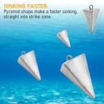 Dr.Fish 5 Pack Pyramid Sinkers Saltwater Lead Fishing Weight 1oz-32oz/2LB Triangle Surf Fishing Bank River Catfishing Pompano 2oz