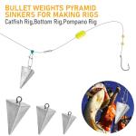 Dr.Fish 5 Pack Pyramid Sinkers Saltwater Lead Fishing Weight 1oz-32oz/2LB Triangle Surf Fishing Bank River Catfishing Pompano 2oz