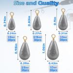 Gefischtter 30pcs Bass Casting Drop Shot Sinker Weights Lead Bell Fishing Weights Sinkers with Brass Swivel for Catfish Saltwater Freshwater (1/8oz-30pcs)