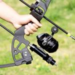 SOPOGER Bowfishing Reel Combos Kit - Bow Fishing Reel for Adult Spincast Reel & Reel Mount Seat Smooth Powerful Fishing Gear for Recurve Compound Bowfishing and Slingshot Fishing (Black)