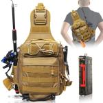 Compact Fishing Gear Bag with Tackle Box and Rod Holder