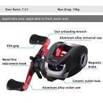 TEQIN Fishing Baitcasting Reel, 7.2:1 Gear Ratios Lure Fishing Baitcasting Reel, Max Drag 10kg Long-Casting Bait Caster Reel, 12 Levels Magnetic Adjustment Fishing Reel HD Blue Right Hand