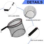 BasicGear Aluminum Fishing Landing Net (Rubber Coated Net)–Tear Resistant Net with Lightweight Frame, EVA Floating Grip, Anti-Loss Rope & Retractable Carabiner, for Fly Fishing, Kayak Fishing