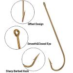Dr.Fish 100 Pack Aberdeen Fishing Hooks Freshwater Hooks Extra Long Shank Bronze Light Wire Offset Live Bait Hooks Bass Crappie Walleye Panfish Bluegill Bream 2/0
