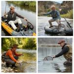 BasicGear Aluminum Fishing Landing Net (Rubber Coated Net)–Tear Resistant Net with Lightweight Frame, EVA Floating Grip, Anti-Loss Rope & Retractable Carabiner, for Fly Fishing, Kayak Fishing