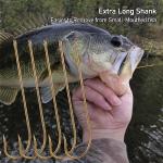 Dr.Fish 100 Pack Aberdeen Fishing Hooks Freshwater Hooks Extra Long Shank Bronze Light Wire Offset Live Bait Hooks Bass Crappie Walleye Panfish Bluegill Bream 2/0