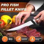 PURPLEBIRD 6" Fillet Knife for Fish with Sheath, 440C Stainless Steel Boning Knife for Meat Cutting with Wood Handle, Fish Filleting Knives Kitchen & Outdoor for Fishing, Hunting, BBQ, Christmas Gifts