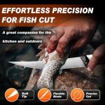 PURPLEBIRD 6" Fillet Knife for Fish with Sheath, 440C Stainless Steel Boning Knife for Meat Cutting with Wood Handle, Fish Filleting Knives Kitchen & Outdoor for Fishing, Hunting, BBQ, Christmas Gifts