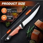 PURPLEBIRD 6" Fillet Knife for Fish with Sheath, 440C Stainless Steel Boning Knife for Meat Cutting with Wood Handle, Fish Filleting Knives Kitchen & Outdoor for Fishing, Hunting, BBQ, Christmas Gifts