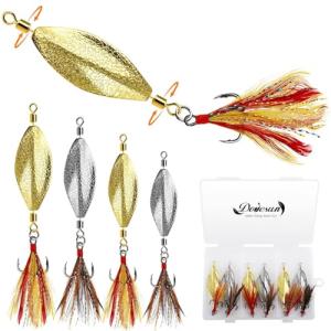 Dovesun 6 pcs Fishing Jigging Spoon Lures for Freshwater Saltwater Casting Spoon with Treble Hook Jig Swivel Hard Metal Spinner Baits for Bass Trout Pike Salmon -14G-1/2oz