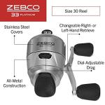 Zebco 33 Platinum Spincast Reel and Fishing Rod Combo, 6-Foot 2-Piece IM6 Graphite Rod with Comfortable EVA Handle, Instant Anti-Reverse Reel with All-Metal Body and Gears, Silver