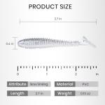 Pristis 35 pcs Paddle Tail Swimbaits, 3 inchs Fishing Soft Lures for Bass Crappie Trout, Durable Plastic Sinking Bait Swimmer Kit for Saltwater Freshwater Texas Carolina Fitness Rig, American Shad