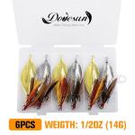 Dovesun 6 pcs Fishing Jigging Spoon Lures for Freshwater Saltwater Casting Spoon with Treble Hook Jig Swivel Hard Metal Spinner Baits for Bass Trout Pike Salmon -14G-1/2oz