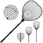 SEASPRO Telescoping Aluminum Alloy Fishing Net - Adjustable Length and Rubber net (Red)