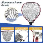 SEASPRO Telescoping Aluminum Alloy Fishing Net - Adjustable Length and Rubber net (Red)