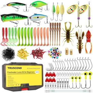 TRUSCEND Widely Used Fishing Lures Kit, Fishing Sinkers Weights Worth Every Penny, Selected Fishing Lure & Tackle Kit for Freshwater Fishing, Premium Starter Fishing Gear Set, Perfect Fishing Gifts