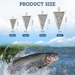 Zhanmai Fishing Weights Sinker Kit 21 Pieces Rig Fishing Weights Sinker Weights Pyramid Fishing Sinker Saltwater Fishing Sinkers Bass Fishing Casting in 1 oz, 3 oz, 4 oz, 6 oz