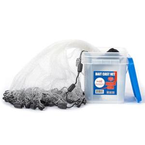 BASSDASH American Saltwater Fishing Cast Net 3/8 1/4-Inch Mesh 4ft 6ft 8ft Radius, 1-Pound Per Foot, for Bait Fish with Utility Bucket Casting