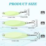 15 Pcs Luminous Fishing Spoons Fishing Lures Glow in The Dark Casting Spoon with Treble Hook Jigs 5g/21g/28g Weights Glitter Casting Spinner Baits for Freshwater Saltwater Bass Trout