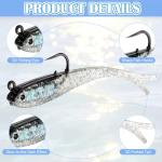 JolliLudo 32 Pcs 7cm Soft Fishing Lures with Lead Block Inside and Sharp Hook, Lifelike Forked Tail Minnow, Soft Bait with Hook for Saltwater Freshwater, Fishing Gifts for Men