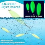 15 Pcs Luminous Fishing Spoons Fishing Lures Glow in The Dark Casting Spoon with Treble Hook Jigs 5g/21g/28g Weights Glitter Casting Spinner Baits for Freshwater Saltwater Bass Trout