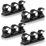 Teyva Daily 4 Pcs Black Universal Fishing Rod Rack - Durable ABS Plastic, Rubber Strap Clips, Ideal for Wall, Boat Deck & Truck Bed Mounting