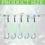 Soulchen 2 Pcs Giant Saltwater Fishing Rig Set - 5 Hooks 6/0 High Carbon Steel Shark Hooks, Glow-in-The-Dark Fluorescent Green