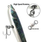 Otominat Fishing Stick Baits Popper Plugs Abalone Shell Stick Baits GT Popper with 5X Treble Hooks Topwater Wooden Tuna Trolling Floating Pencil Lure Fishing Artificial Hard Bait Saltwater (2.29oz)