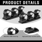 Teyva Daily 4 Pcs Black Universal Fishing Rod Rack - Durable ABS Plastic, Rubber Strap Clips, Ideal for Wall, Boat Deck & Truck Bed Mounting